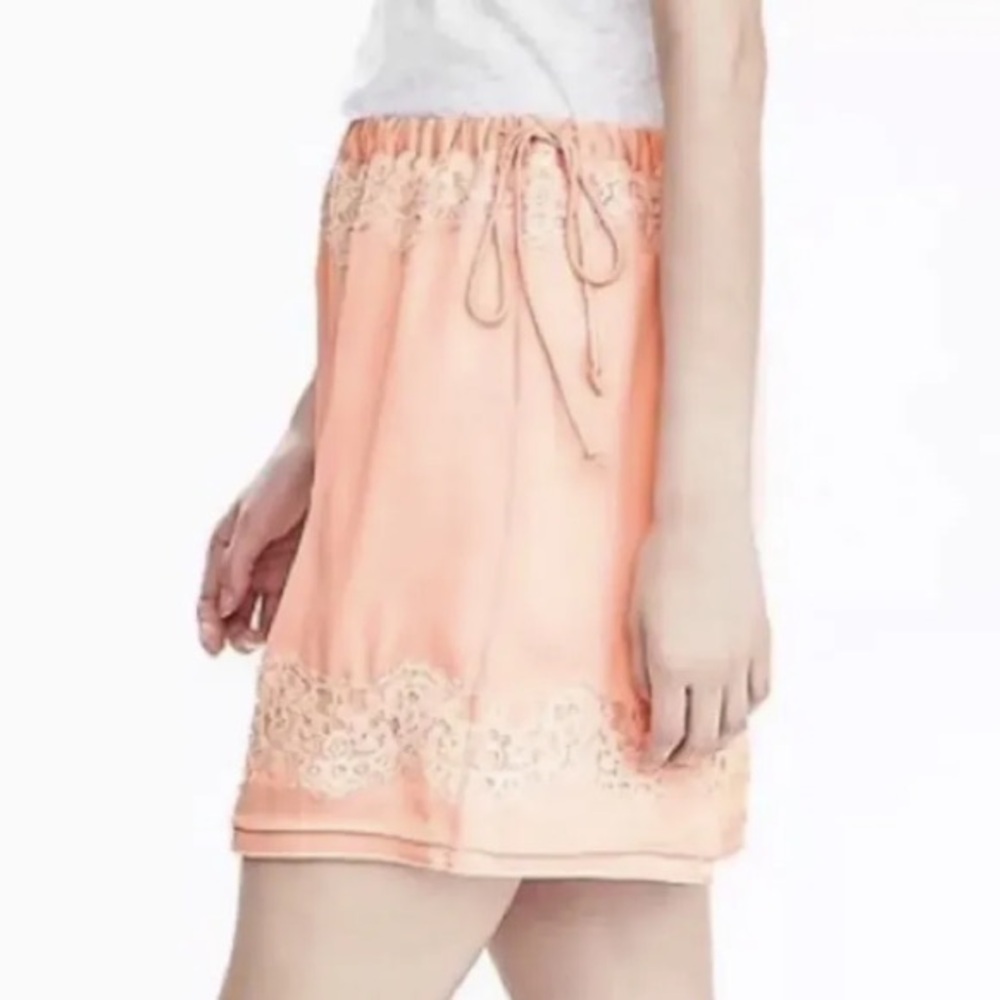 NWT Banana Republic Peach Pastel Orange Lace Mini Skirt Size M Medium